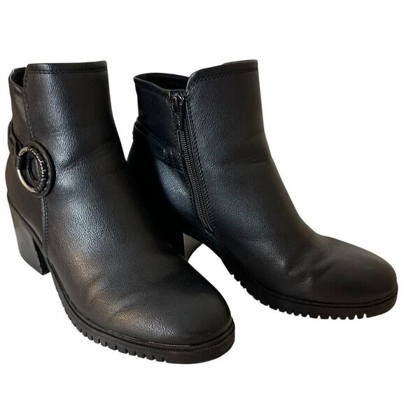 Baretraps Felicia Vegan Leather Chunky Heel Side Zip Black Ankle Boots Sz 8.5 M - Picture 11 of 16